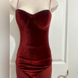 Velvet Burgundy Body Suit Sz XS